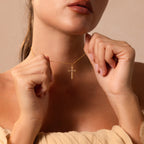 Solace Pave Cross Necklace in 18K Gold