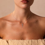 Solace Pave Cross Necklace in Silver