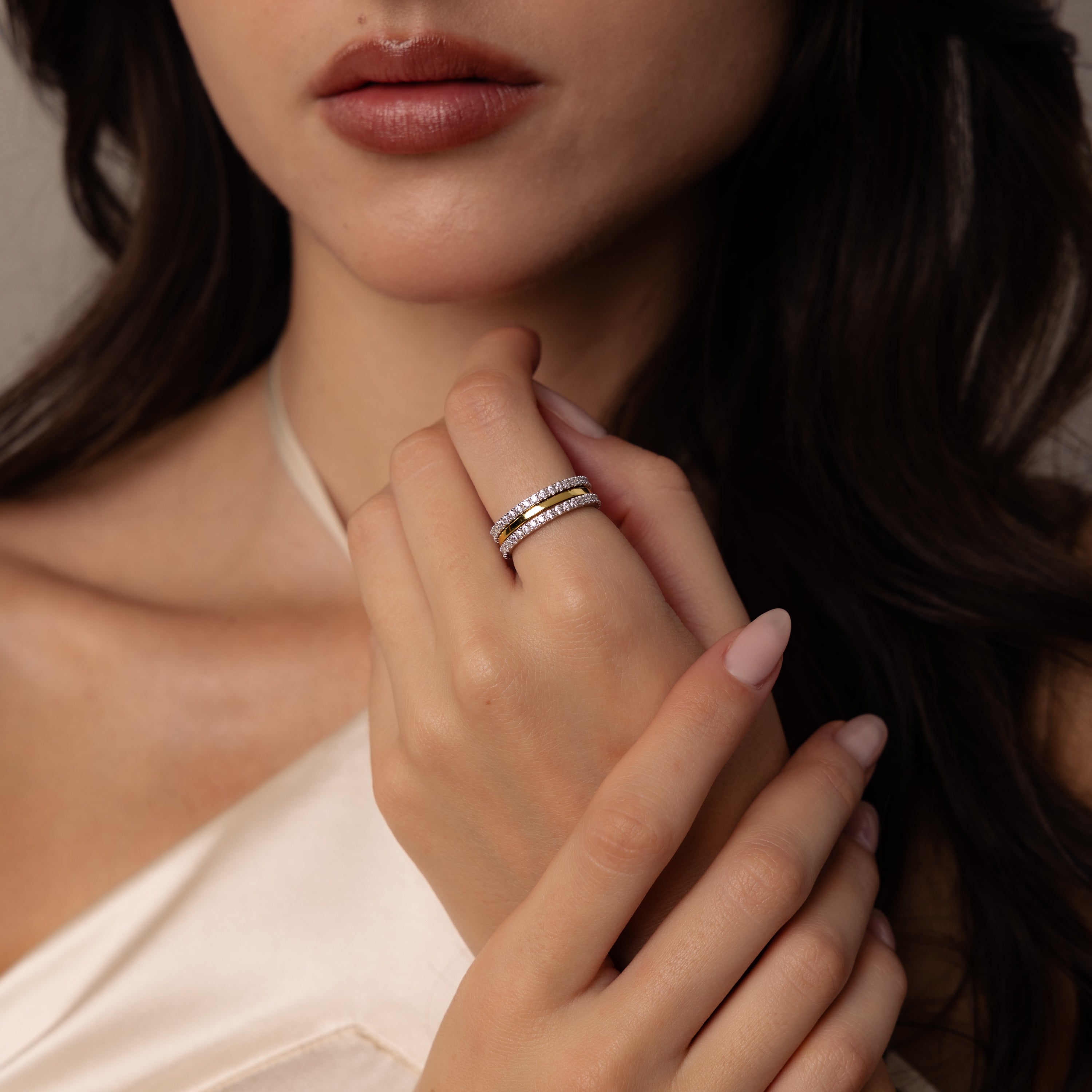 Mixed Metal Eternity Ring Set