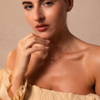 Solace Pave Cross Necklace in Silver