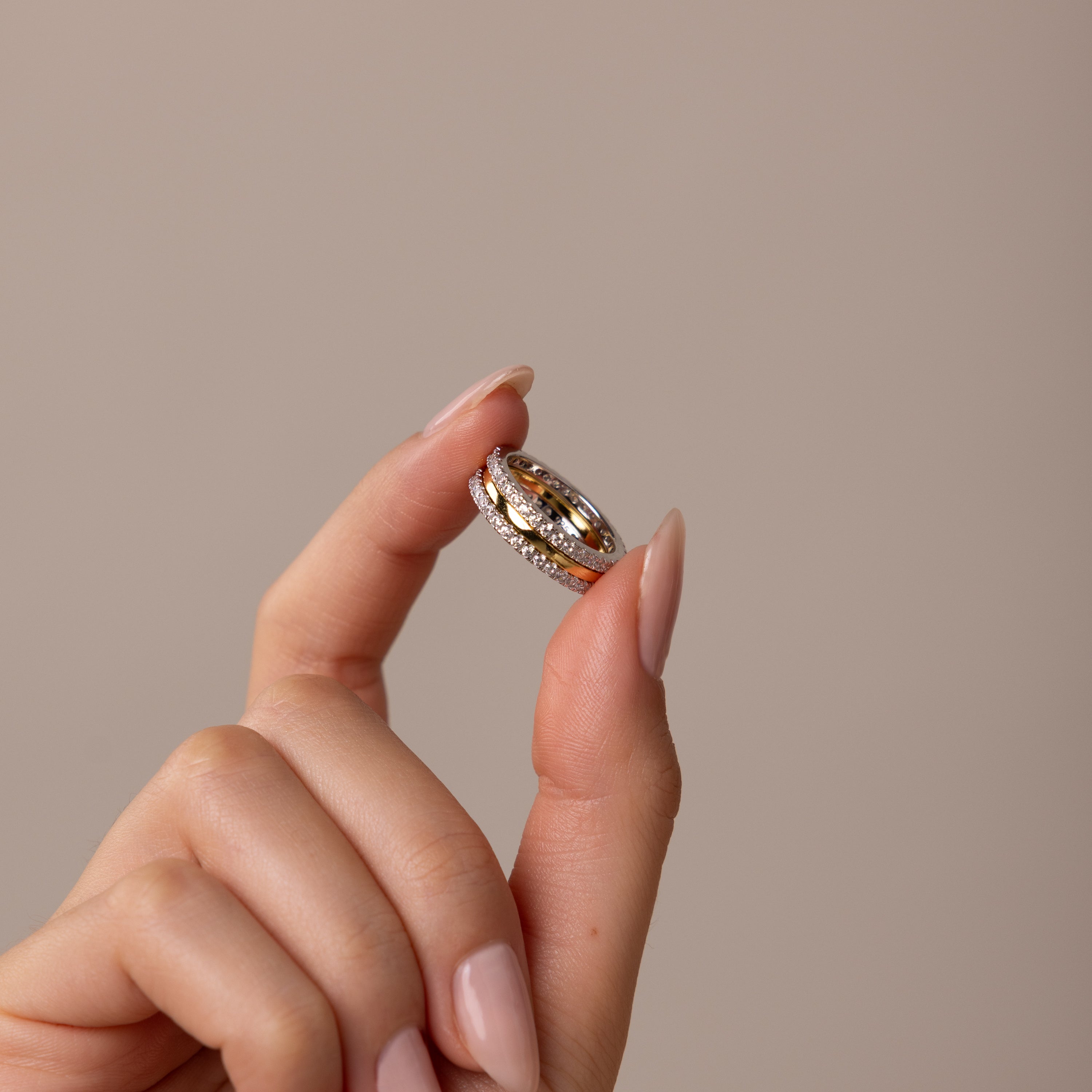 Mixed Metal Eternity Ring Set