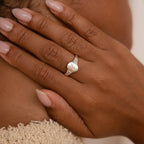 Initial Birthstone Signet Ring in Silver