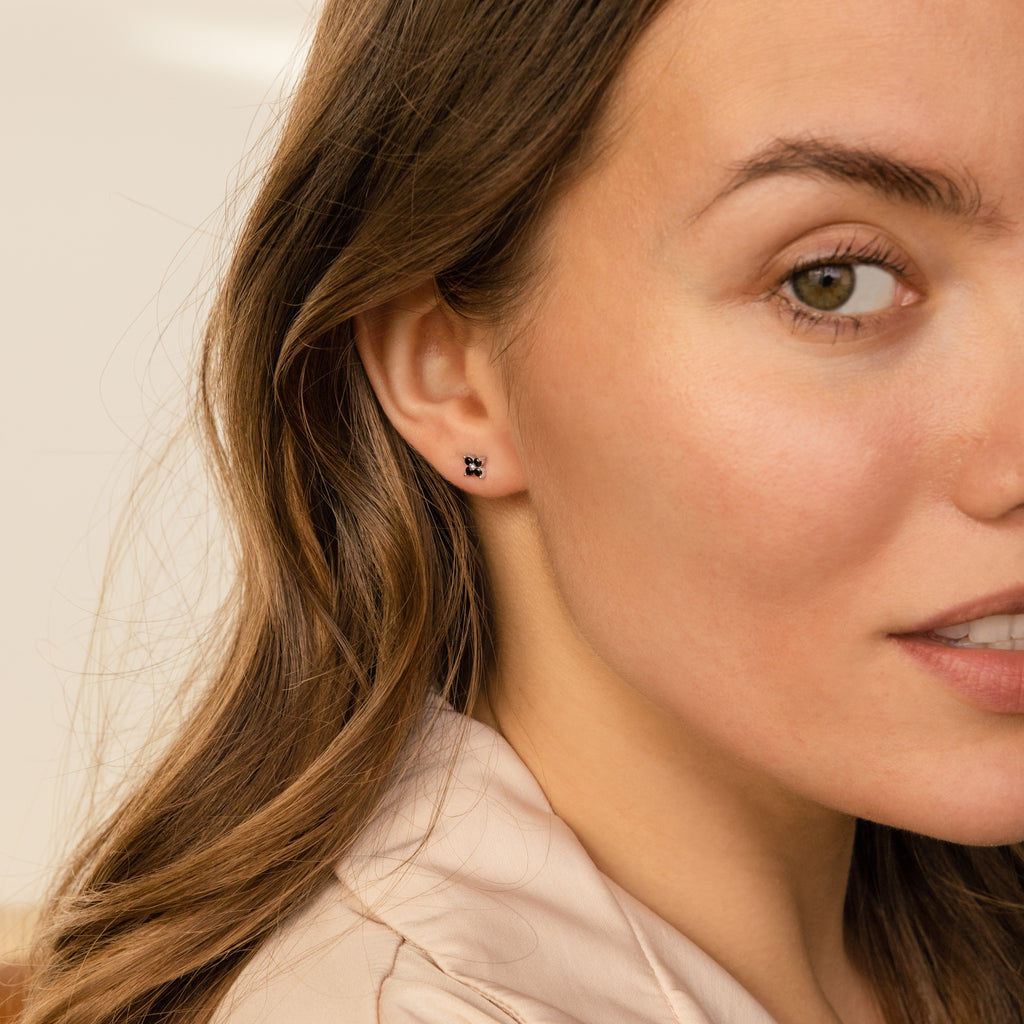 Black Flower Studs