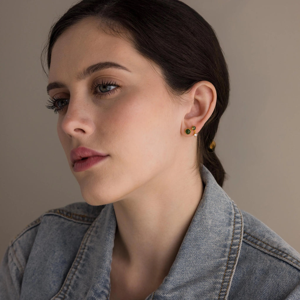 Jade Bezel Studs-Earrings-Caitlyn Minimalist