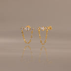 Diamond Marquise Chain Flat Back Studs in 18K Gold