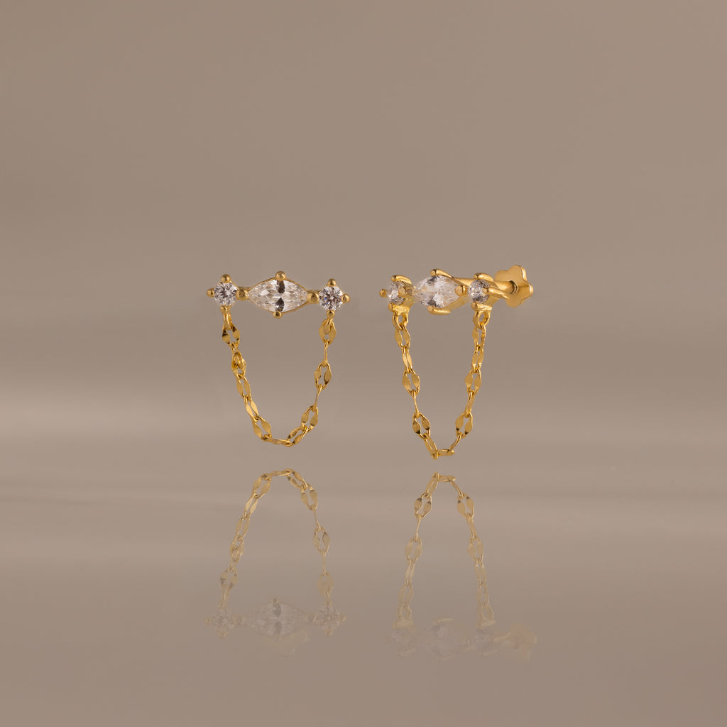 Diamond Marquise Chain Flat Back Studs