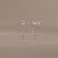 Diamond Marquise Chain Flat Back Studs in Silver
