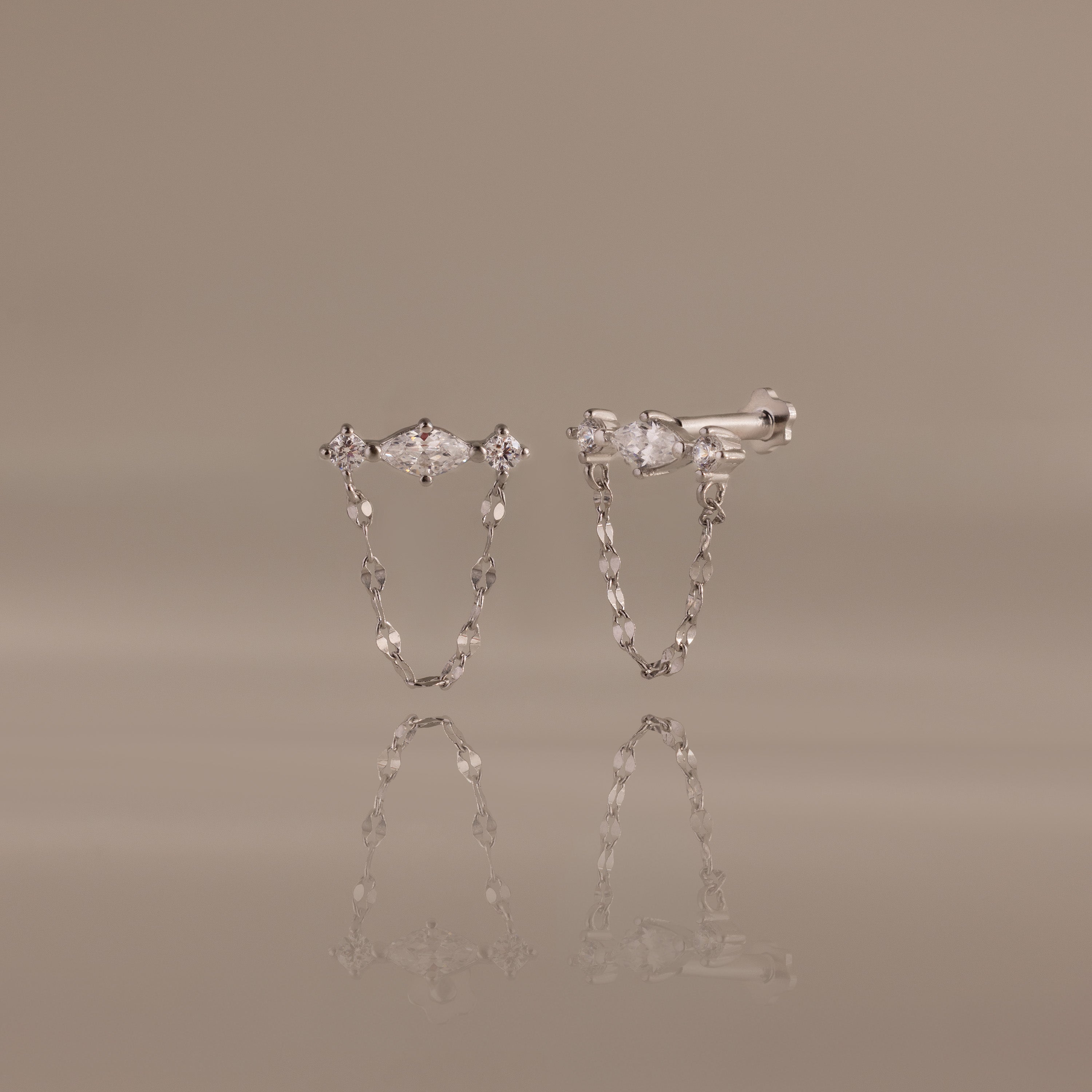 Diamond Marquise Chain Flat Back Studs