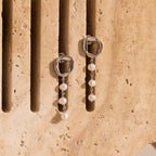 Abstract Pearl Trio Drop Earrings in Silver