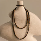 Beaded Tiger's Eye Necklace in 18K Gold