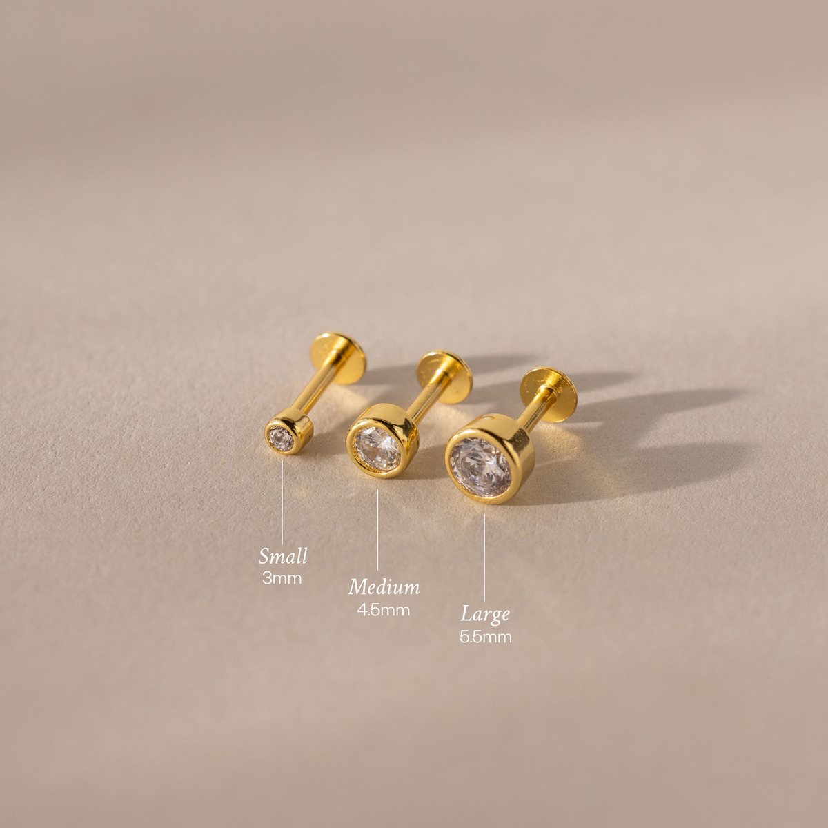 Round Diamond Bezel Flat Back Studs Set