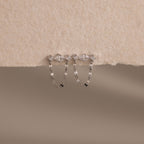 Diamond Marquise Chain Flat Back Studs in Silver