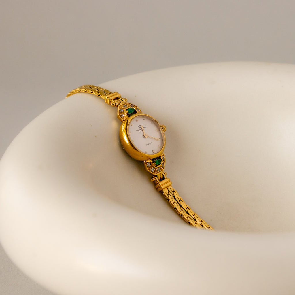 Vintage Christian Bernard Emerald Rope Gold Watch
