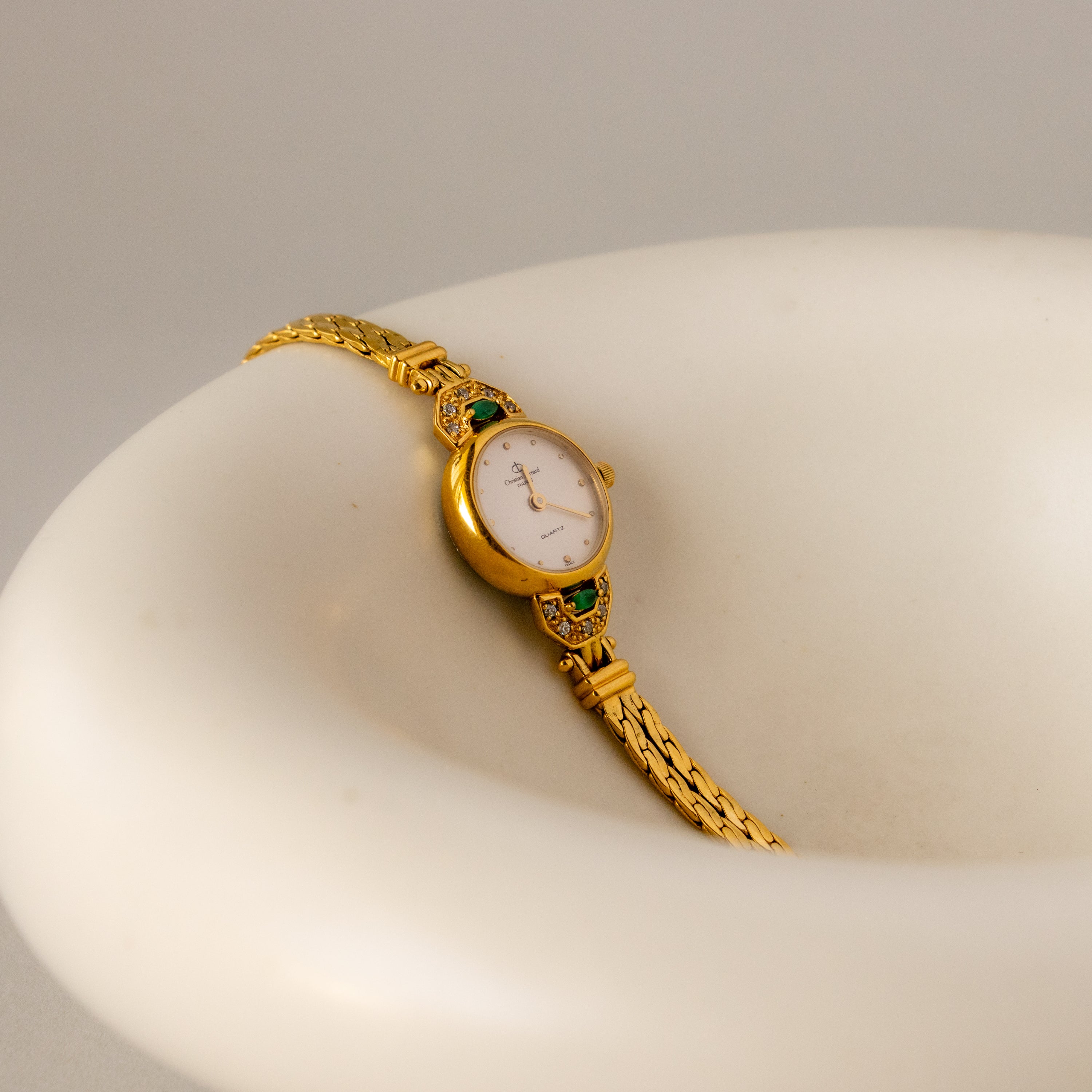 Vintage Christian Bernard Emerald Rope Gold Watch