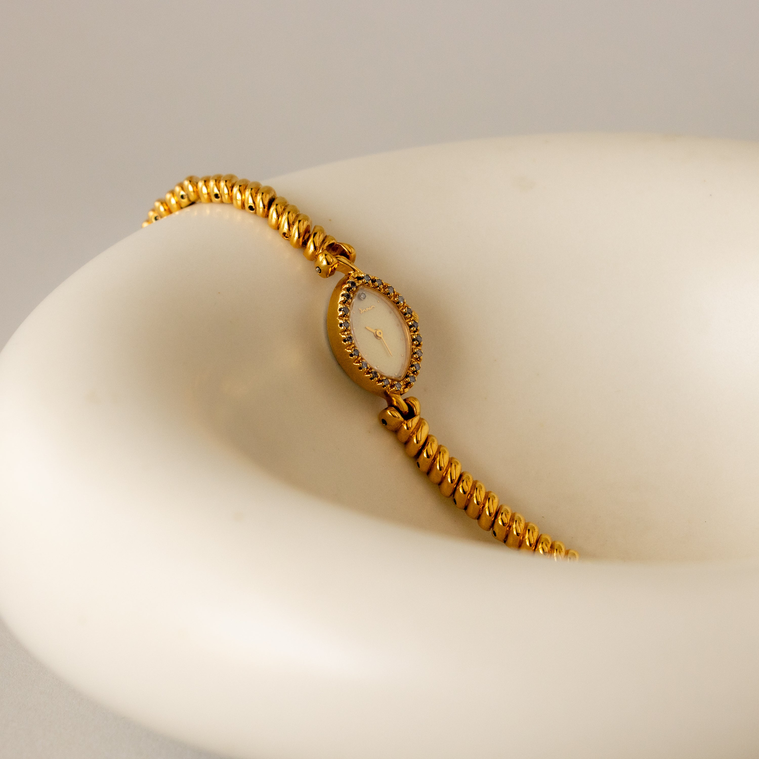 Vintage Dana Aquamarine Oval Gold Watch