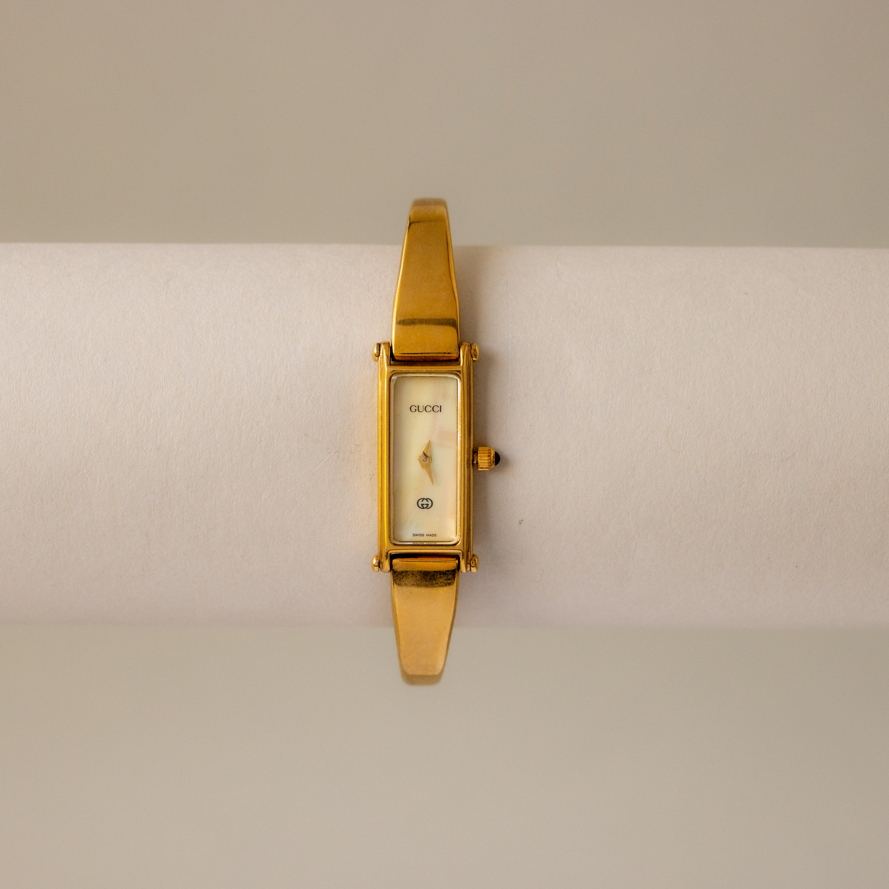 Vintage Gucci Swiss Rectangular Cuff Gold Watch