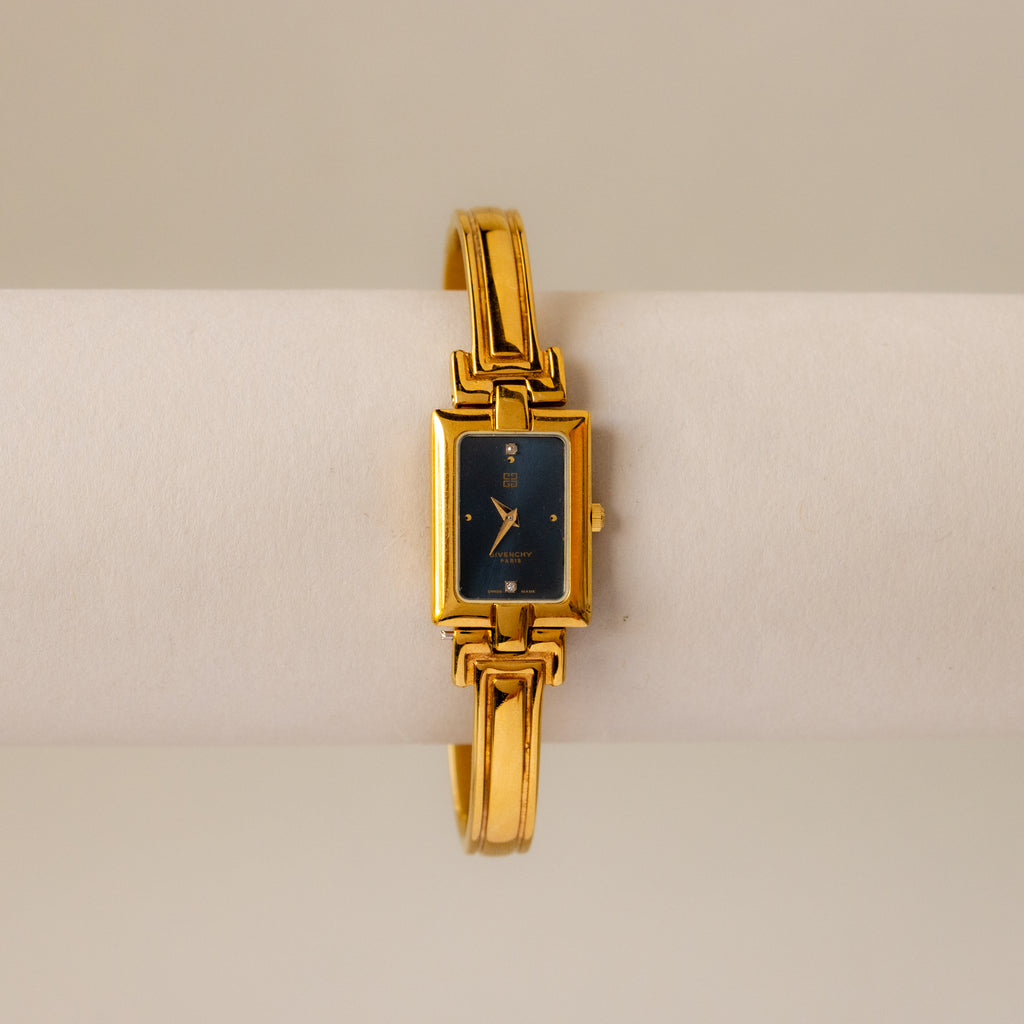 Vintage Givenchy Ocean Rectangular Cuff Gold Watch