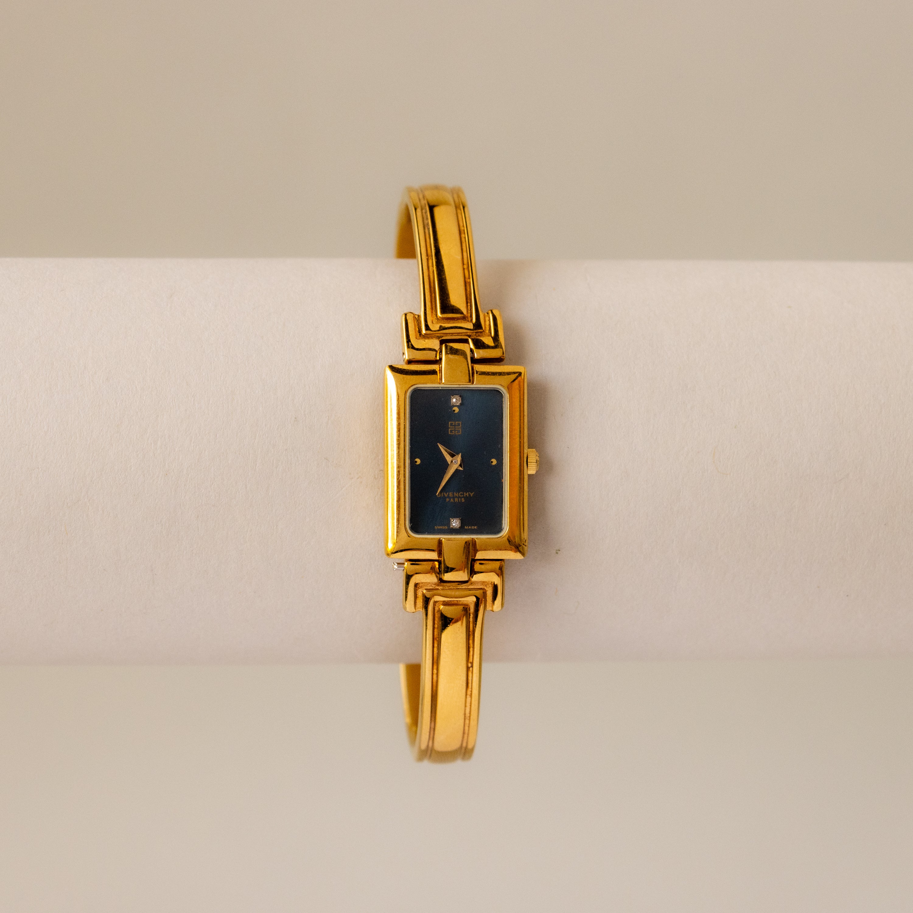Vintage Givenchy Ocean Rectangular Cuff Gold Watch