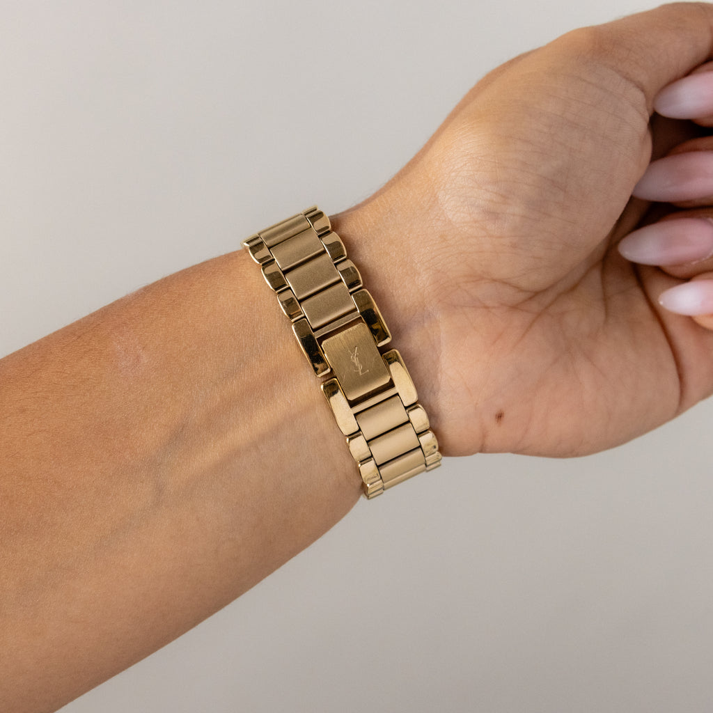 Vintage YSL Bold Ribbed Gold Watch