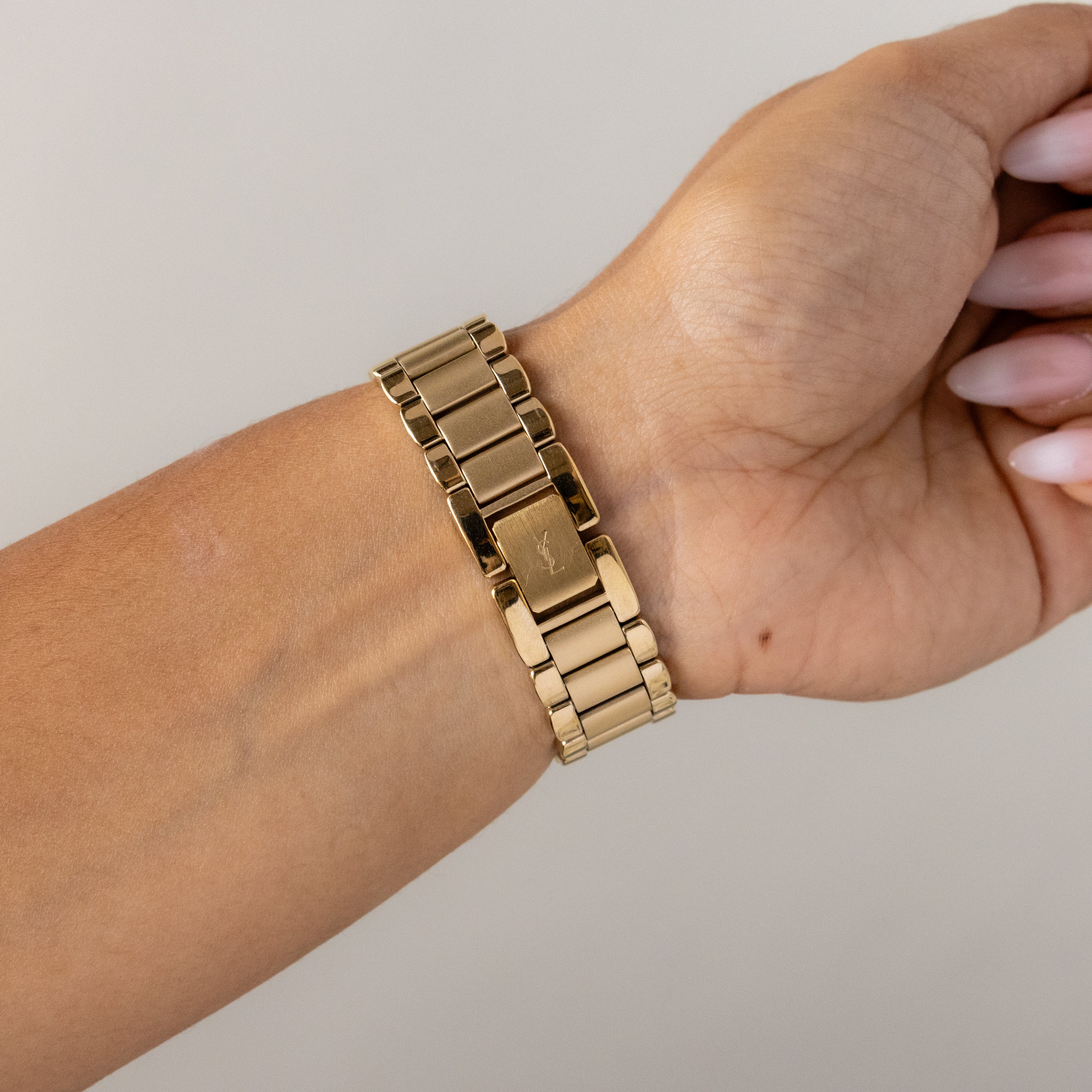 Vintage YSL Bold Ribbed Gold Watch