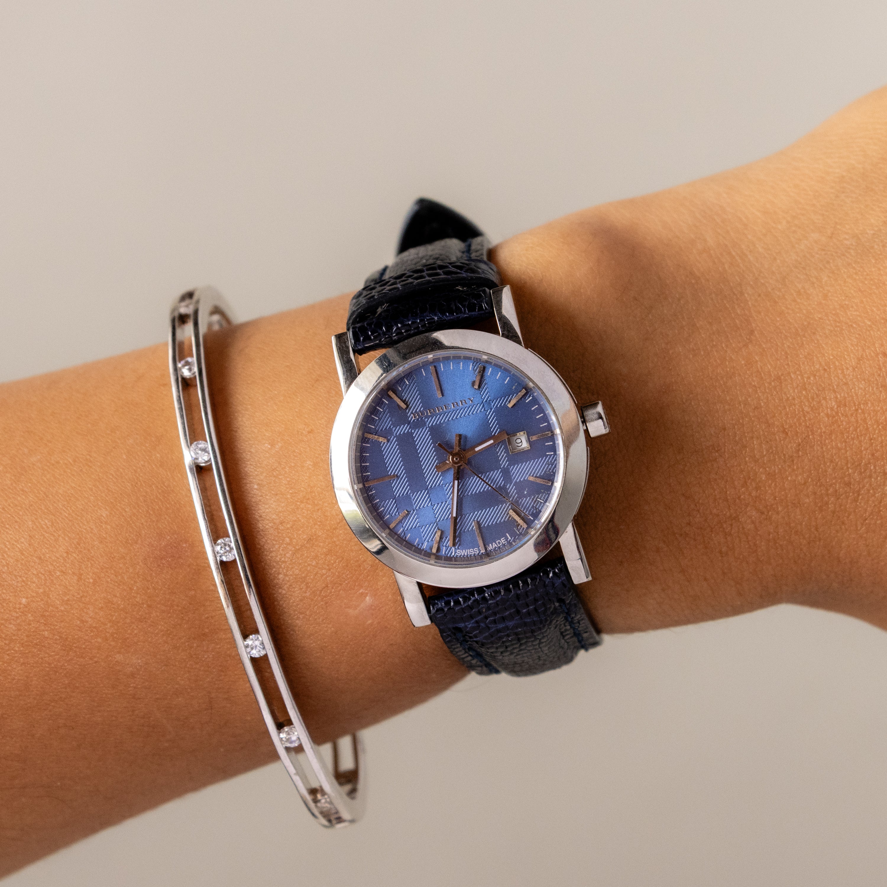Vintage Burberry Swiss Heritage Silver Watch