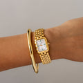 Vintage A&T Swiss Emerald Rectangular Gold Watch