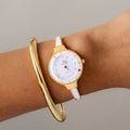 Vintage Andre Mouche Swiss White Cuff Gold Watch
