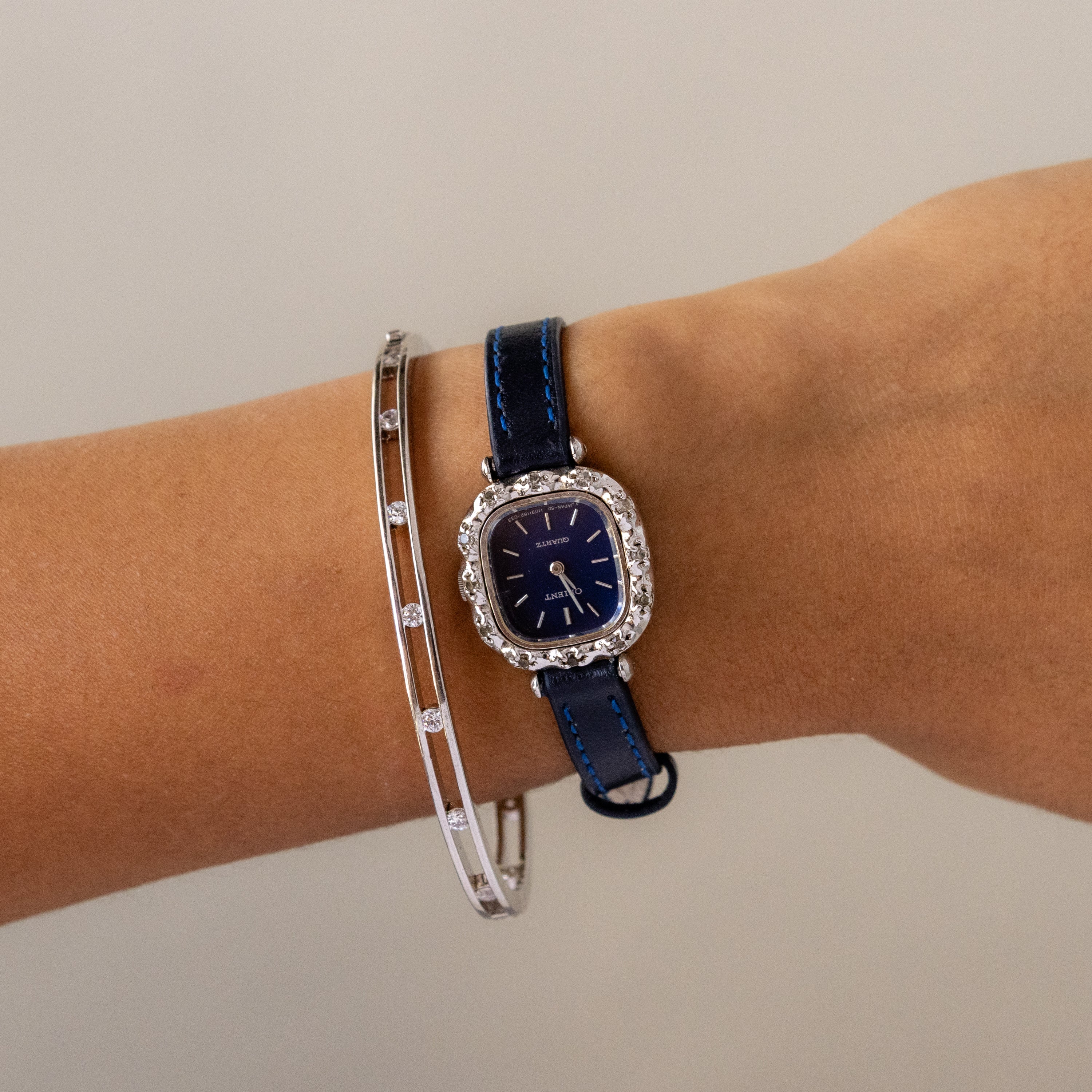 Vintage Orient Square Ocean Silver Watch
