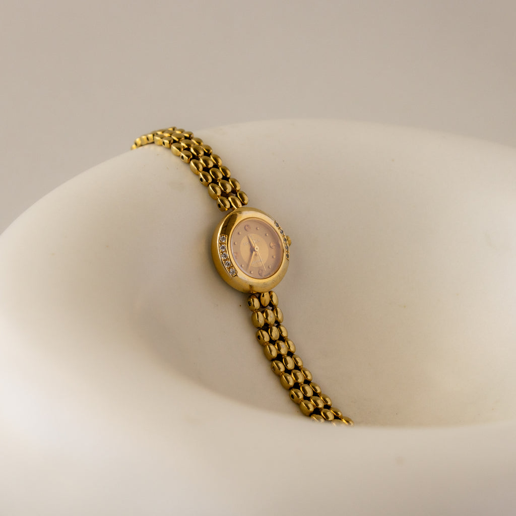 Vintage Citizen Round Beaded Gold Watch