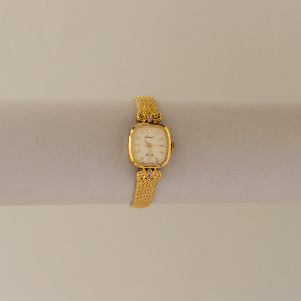 Vintage Orient Square Mesh Strap Gold Watch
