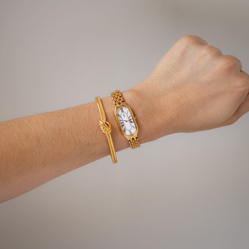 Vintage YSL Elongated Oval Gold Watch