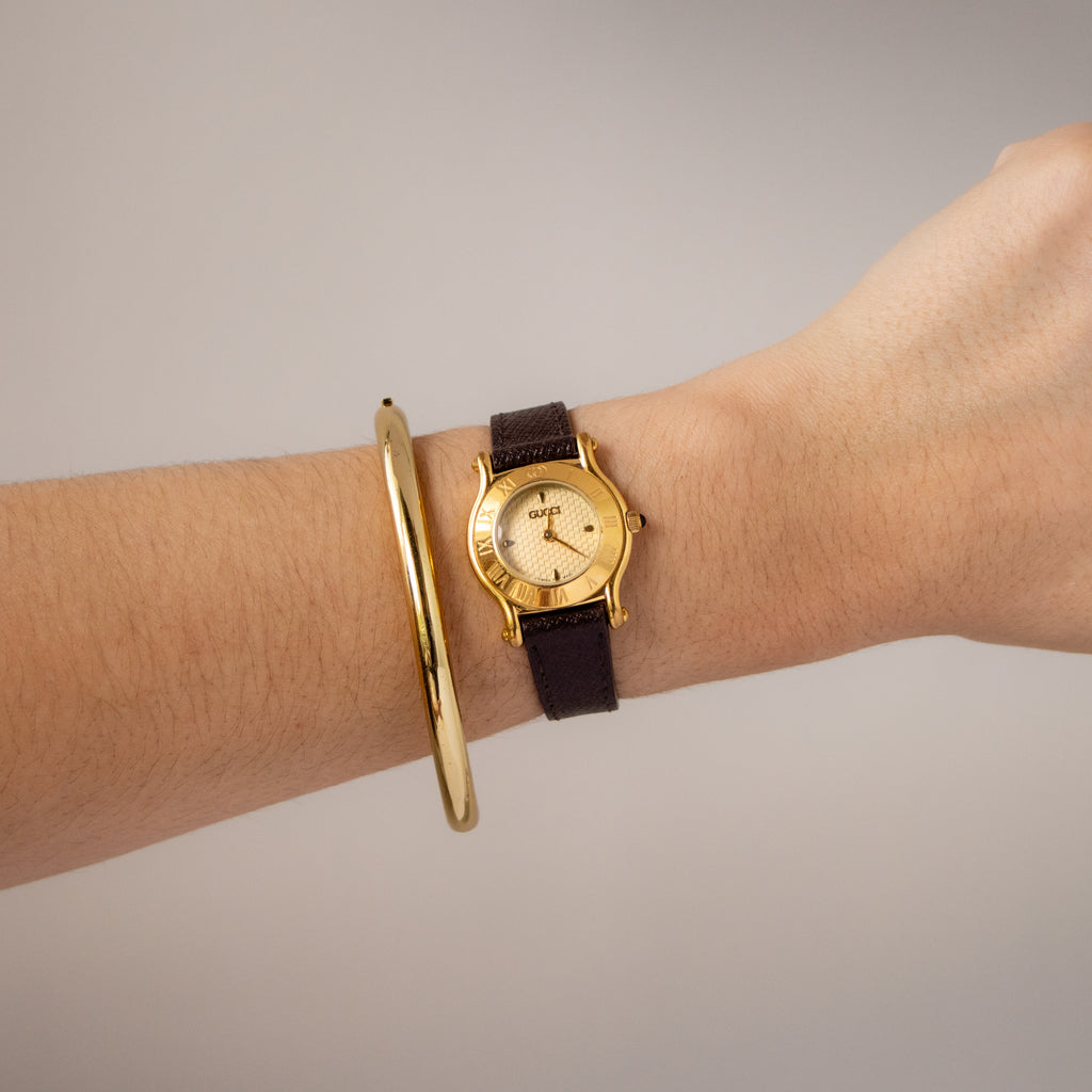 Vintage Gucci Swiss Monogram Gold Watch
