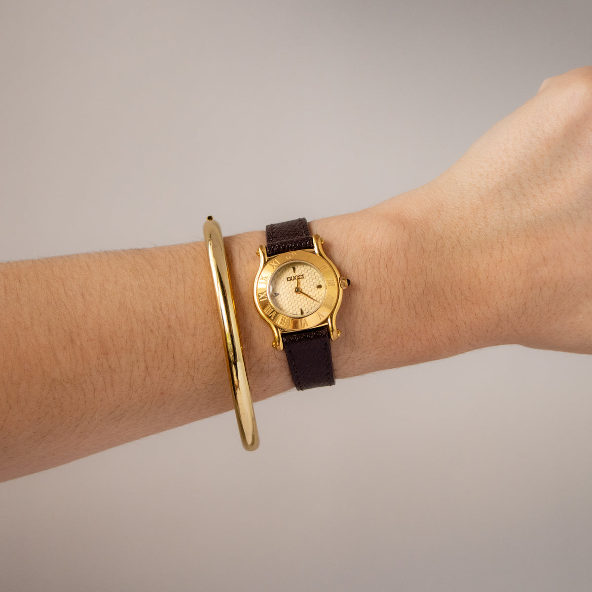 Vintage Gucci Swiss Monogram Gold Watch