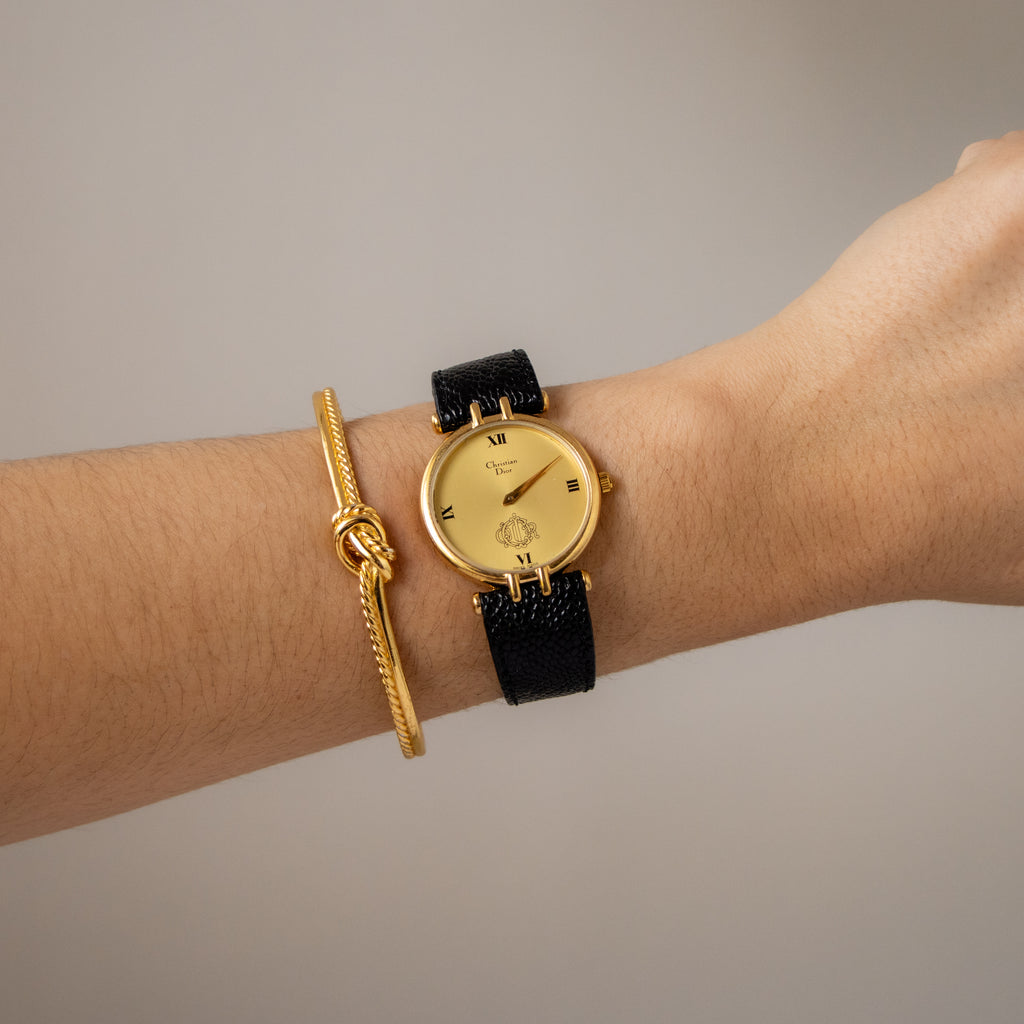 Vintage Christian Dior Swiss Ornate Gold Watch