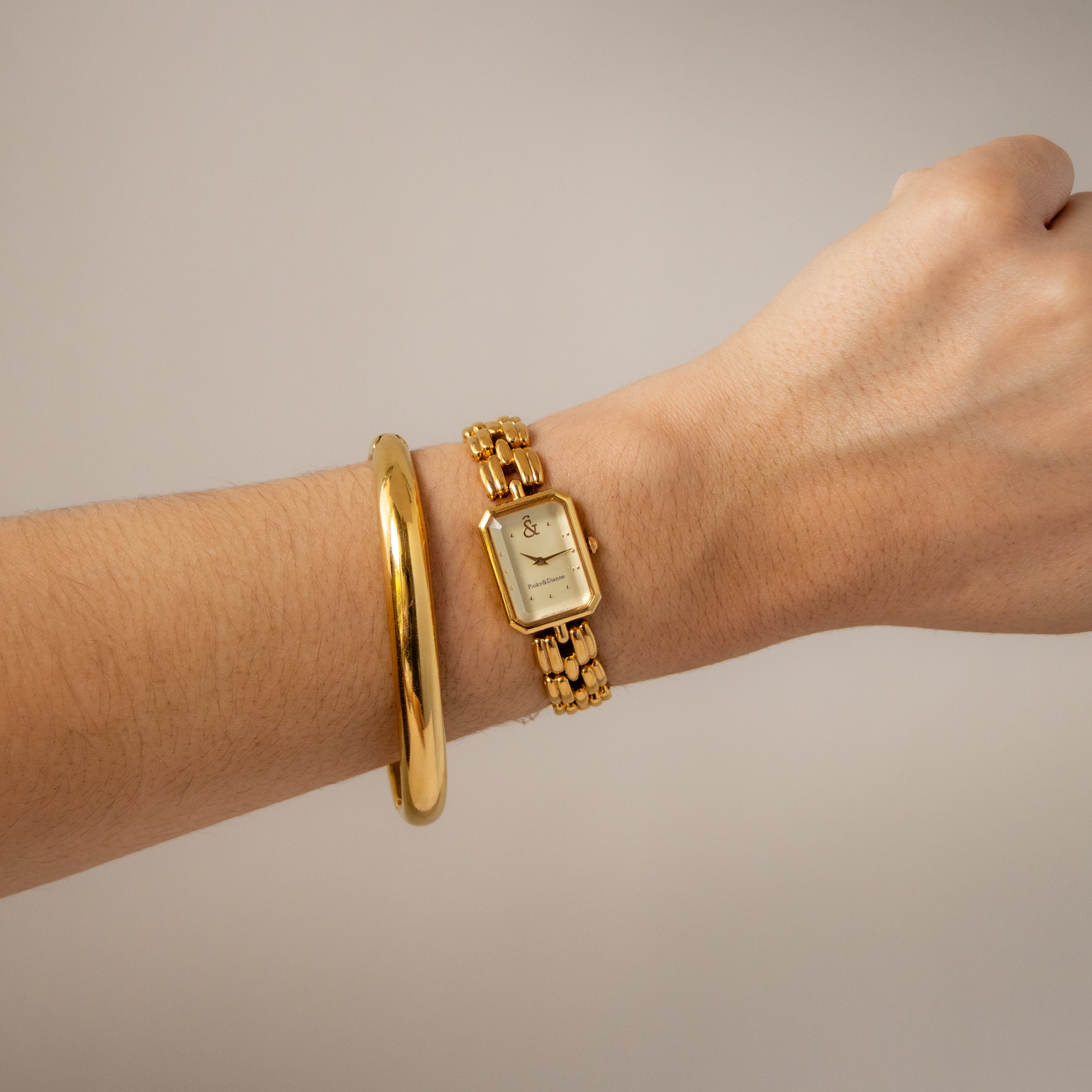 Vintage Pinky & Dianne Rectangular Gold Watch