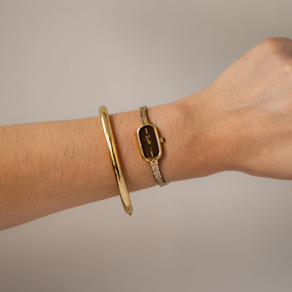 Vintage Citizen Skinny Espresso Gold Watch