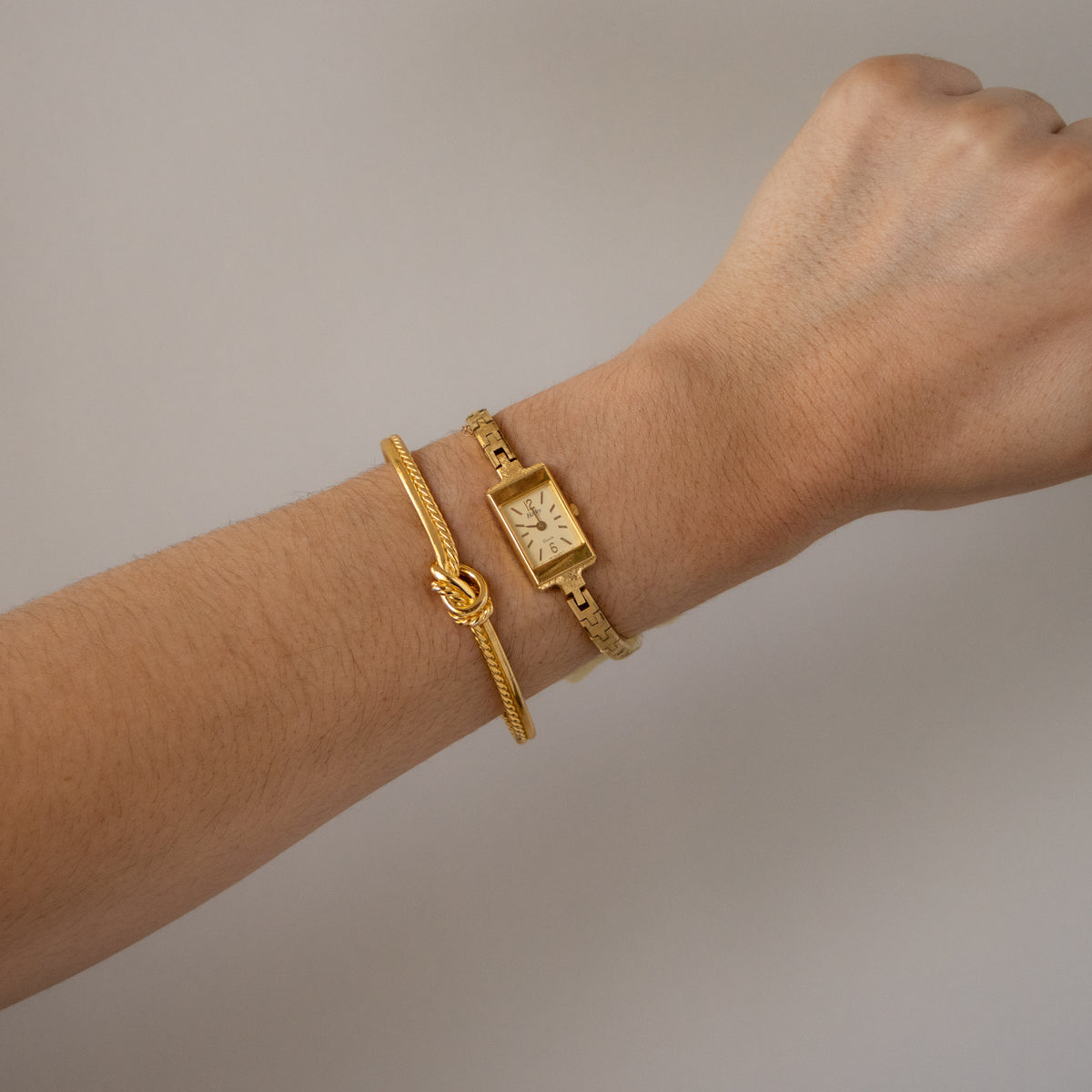 Vintage Harley Swiss Skinny Rectangular Gold Watch