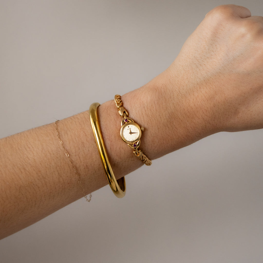 Vintage Seiko Ruby Rope Strap Gold Watch