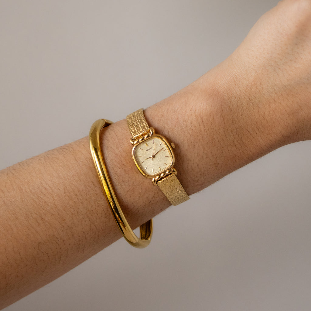 Vintage Seiko Square Mesh Gold Watch