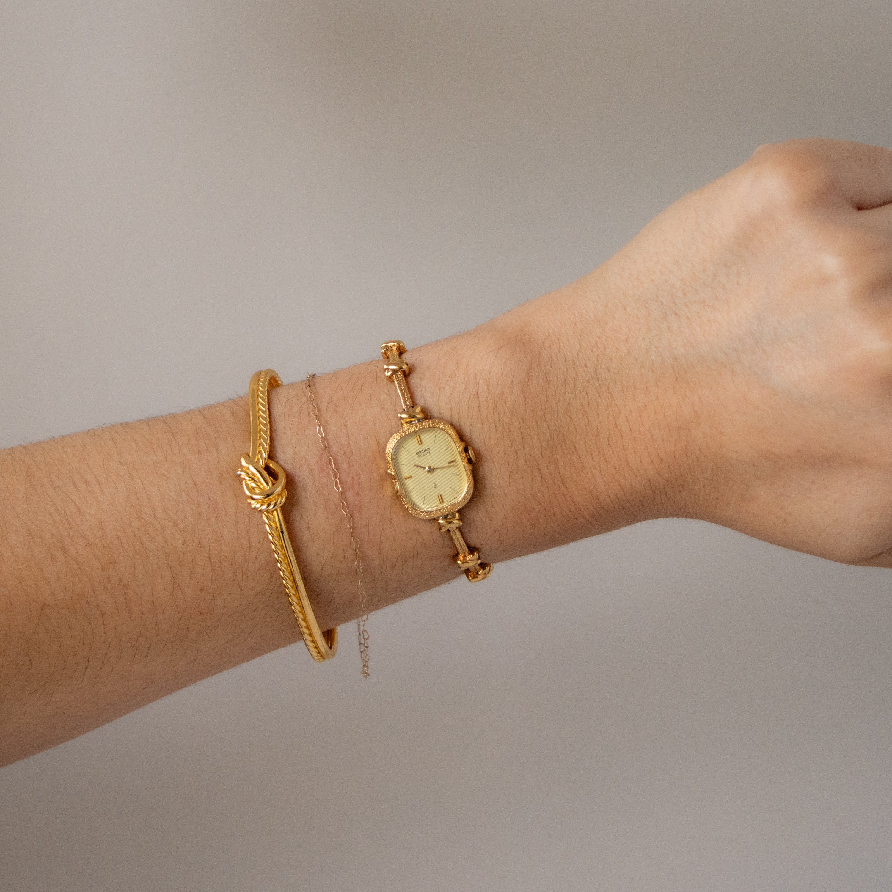 Vintage Seiko Skinny Knot Gold Watch