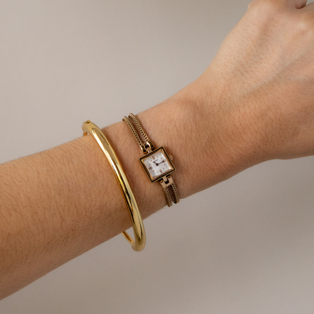 Vintage Citizen Square Chainlink Gold Watch