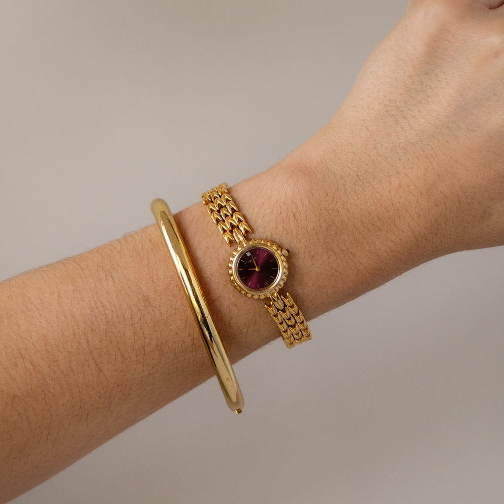 Vintage Citizen Burgundy Round Gold Watch