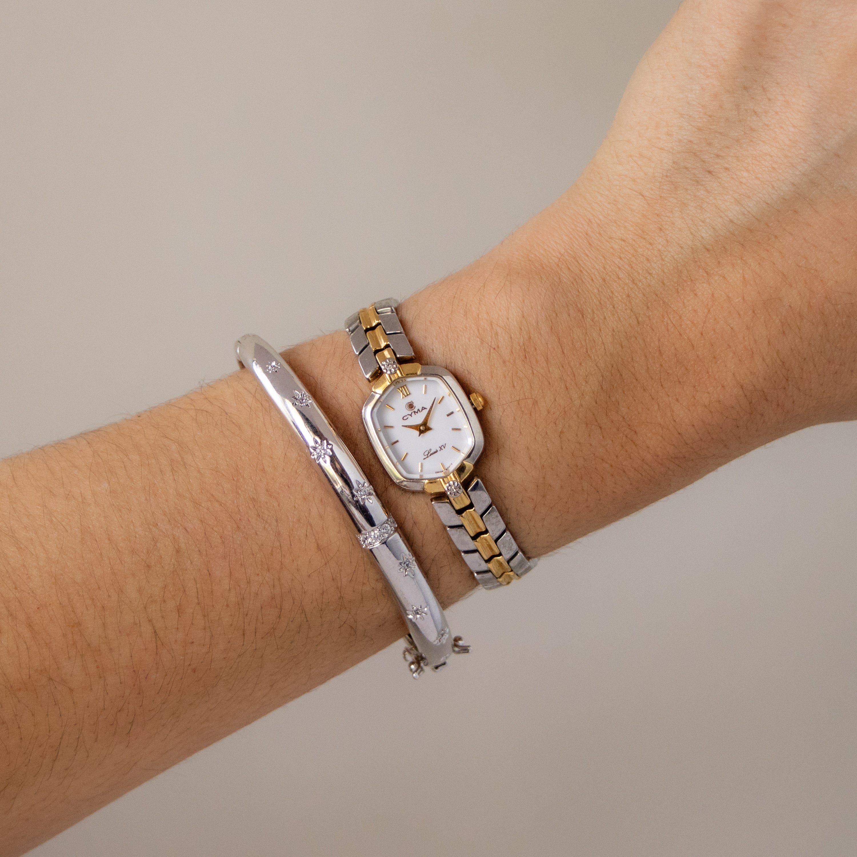 Vintage CYMA Swiss Hexagon Two Tone Watch