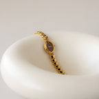 Vintage Rhythm Burgundy Hearts Gold Watch