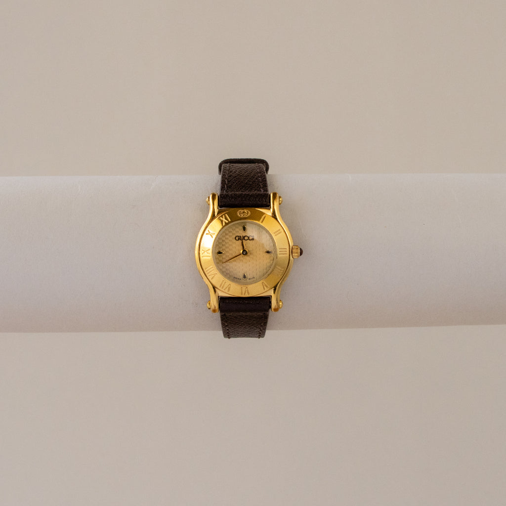 Vintage Gucci Swiss Monogram Gold Watch
