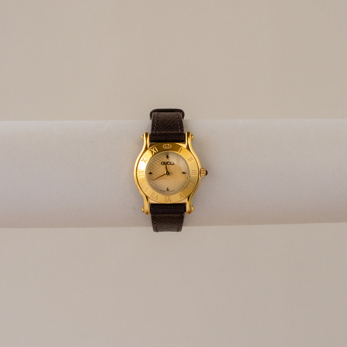 Vintage Gucci Swiss Monogram Gold Watch