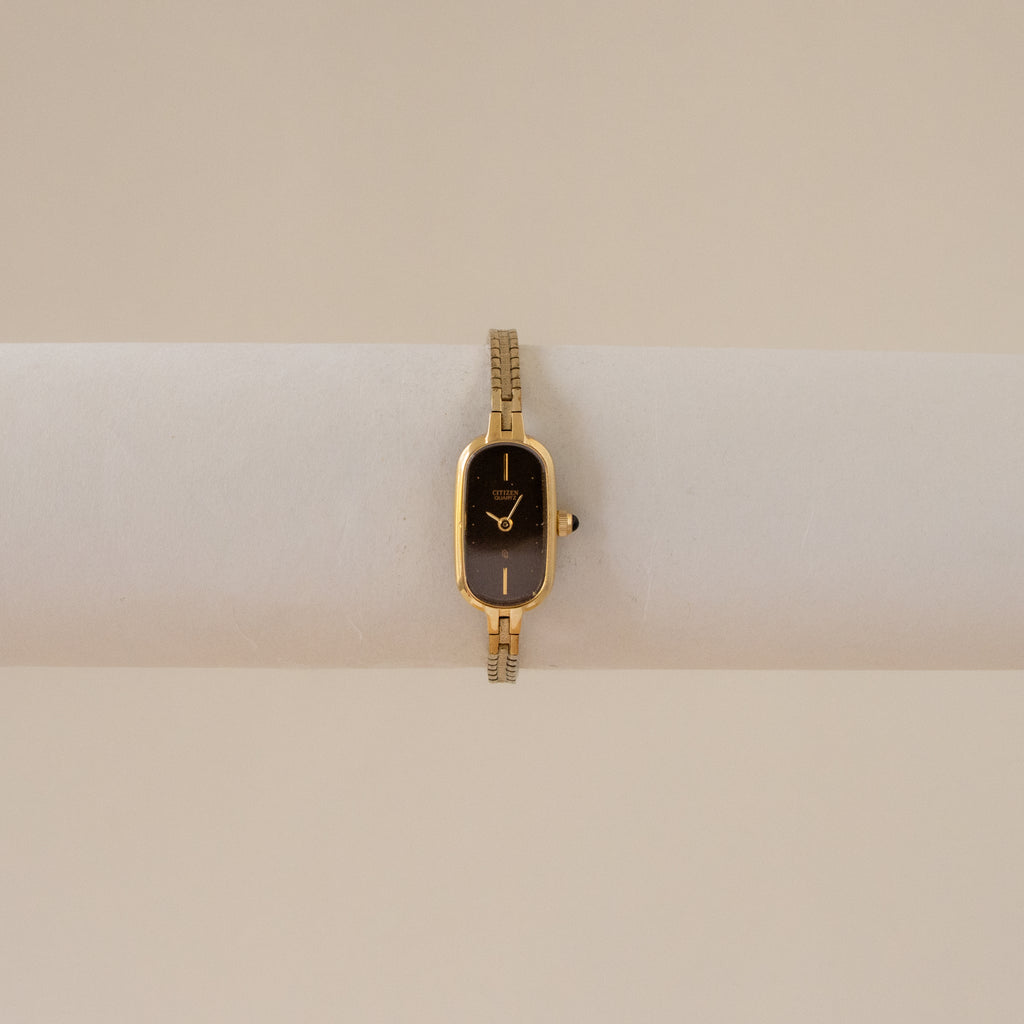 Vintage Citizen Skinny Espresso Gold Watch