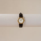 Vintage Lassale Round Brown Strap Gold Watch