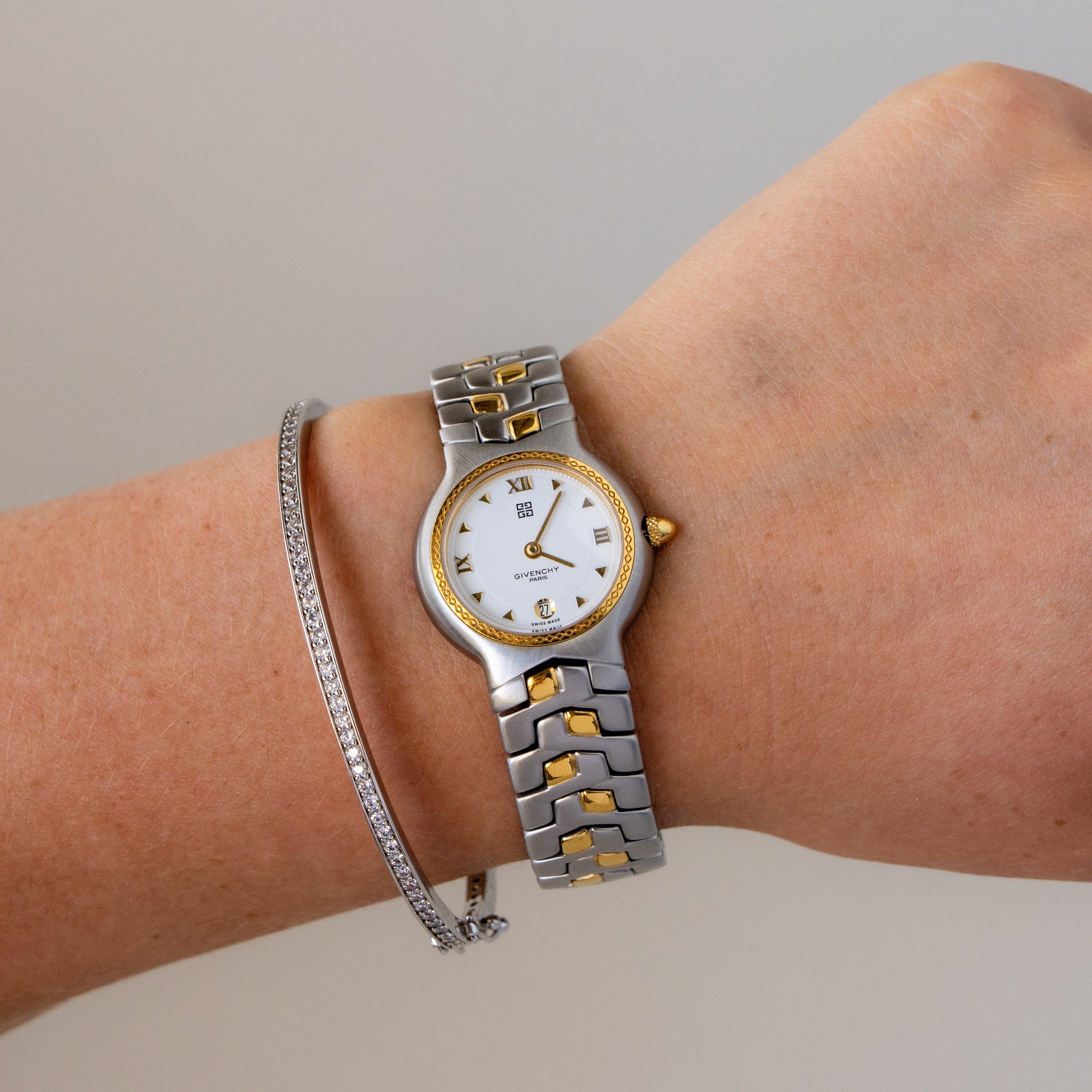 Vintage Givenchy Swiss Bold Two Tone Watch