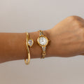 Vintage Aureole Round Diamond Gold Watch